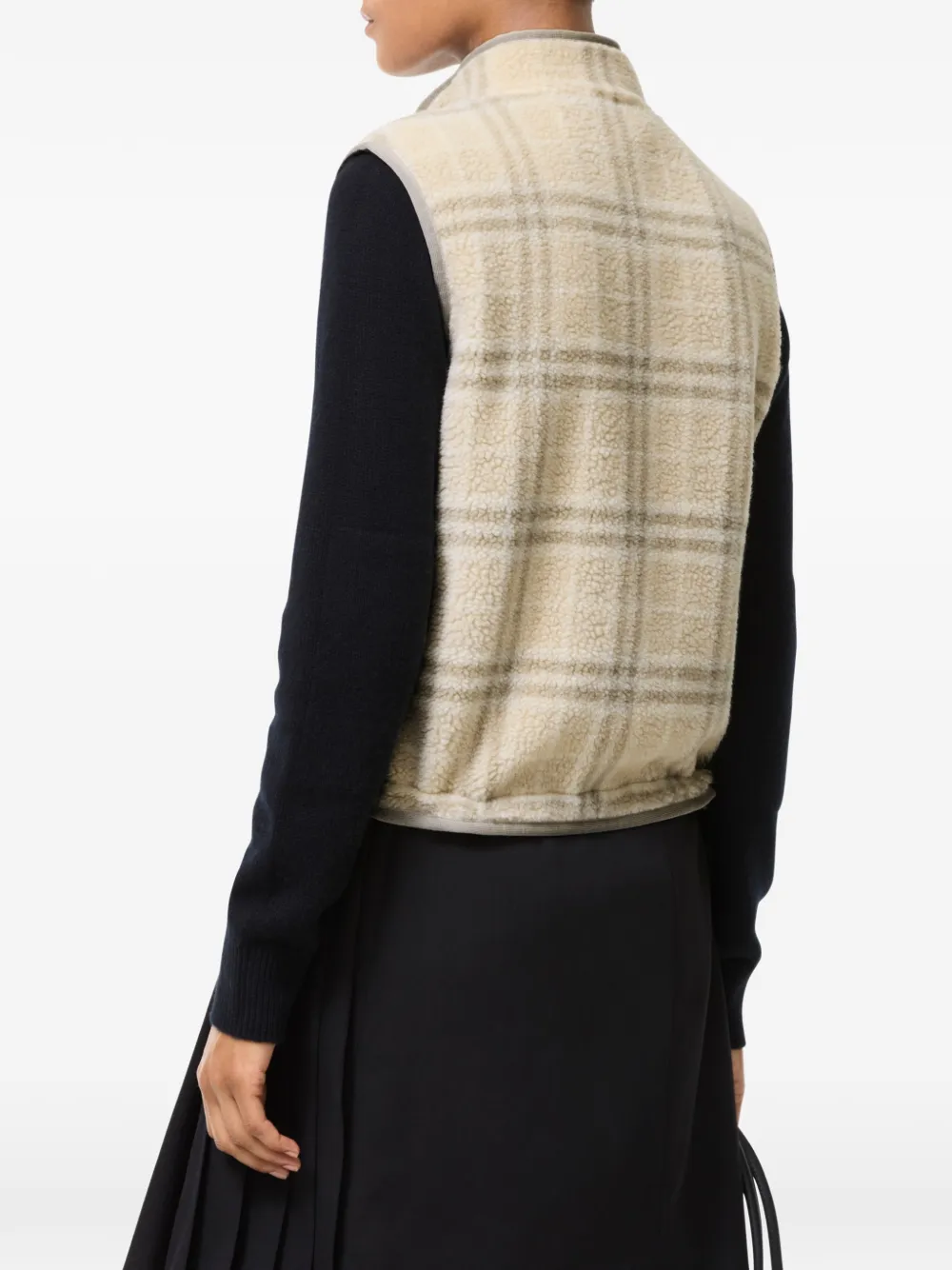 Burberry Geruite fleece gilet van kasjmierblend Beige