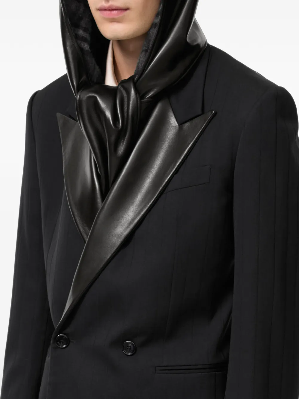 Burberry Leren sjaal met capuchon Zwart