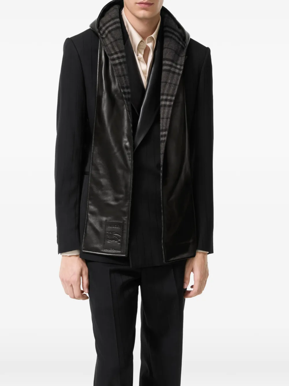 Burberry Leren sjaal met capuchon Zwart