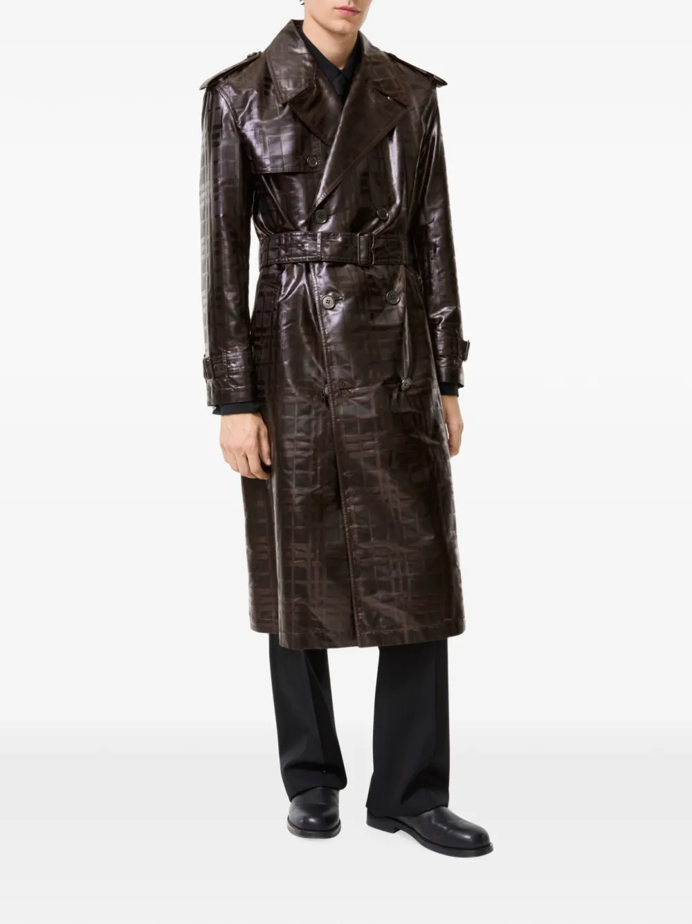 Burberry Check Hoxton lange trenchcoat Bruin