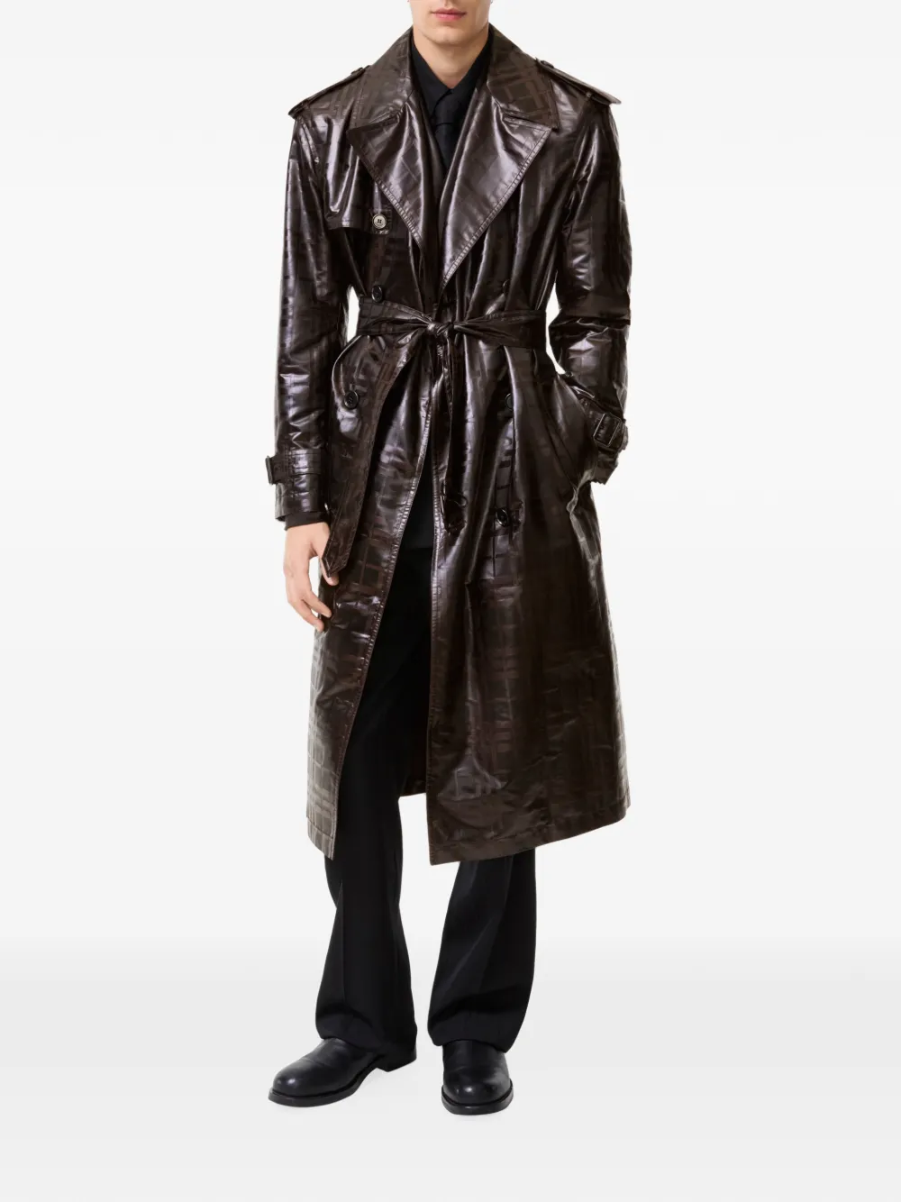 Burberry Check Hoxton lange trenchcoat Bruin