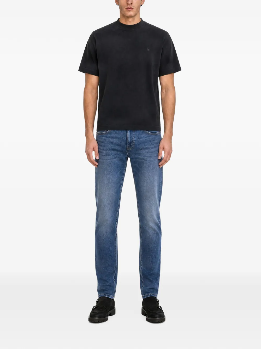 BOSS T-shirt met geborduurd logo Zwart