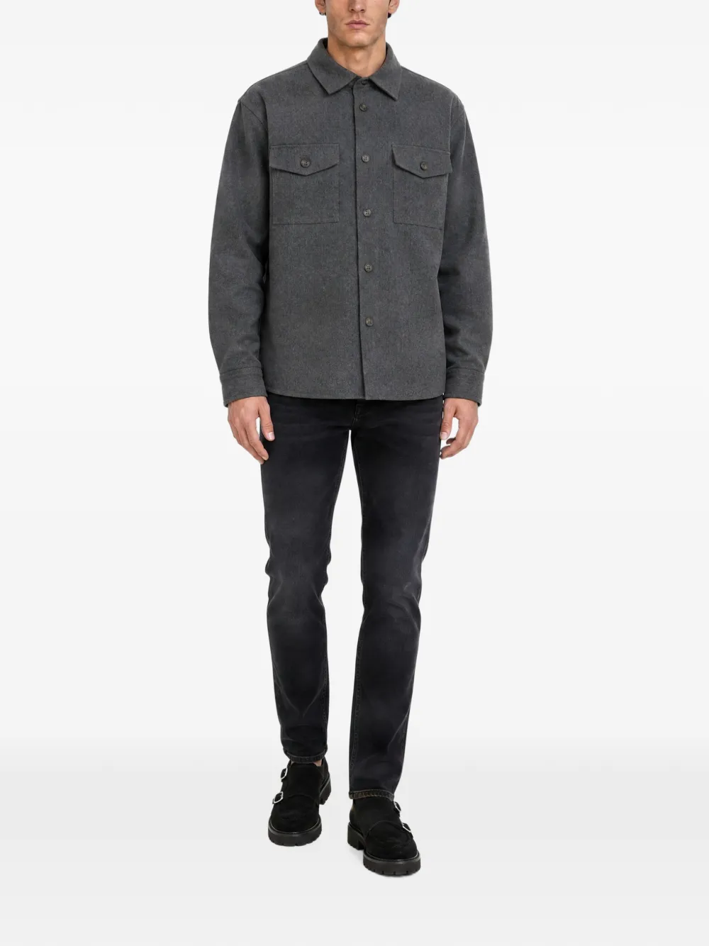 Paolo Pecora Button-up shirtjack met borstzak Grijs