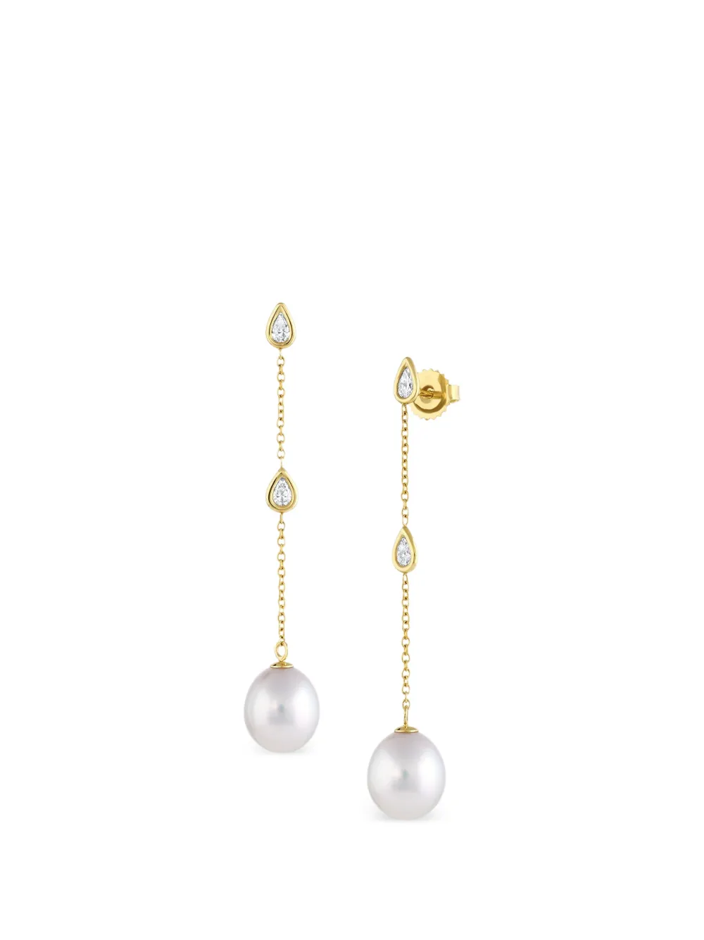 Baggins South Sea pearl and diamond dangle earrings