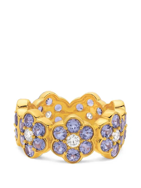 BUDDHA MAMA tanzanite and diamond flower band ring