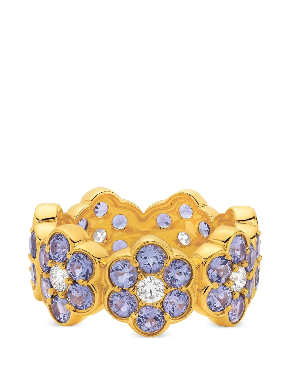 BUDDHA MAMA tanzanite and diamond flower band ring