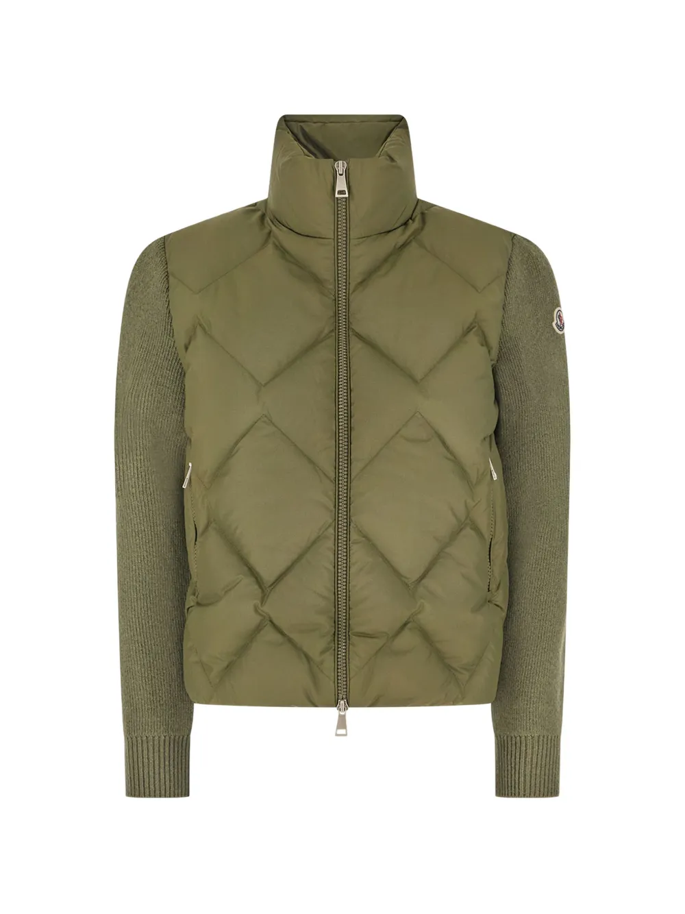 Moncler wool & cashmere padded zip-up cardigan Groen
