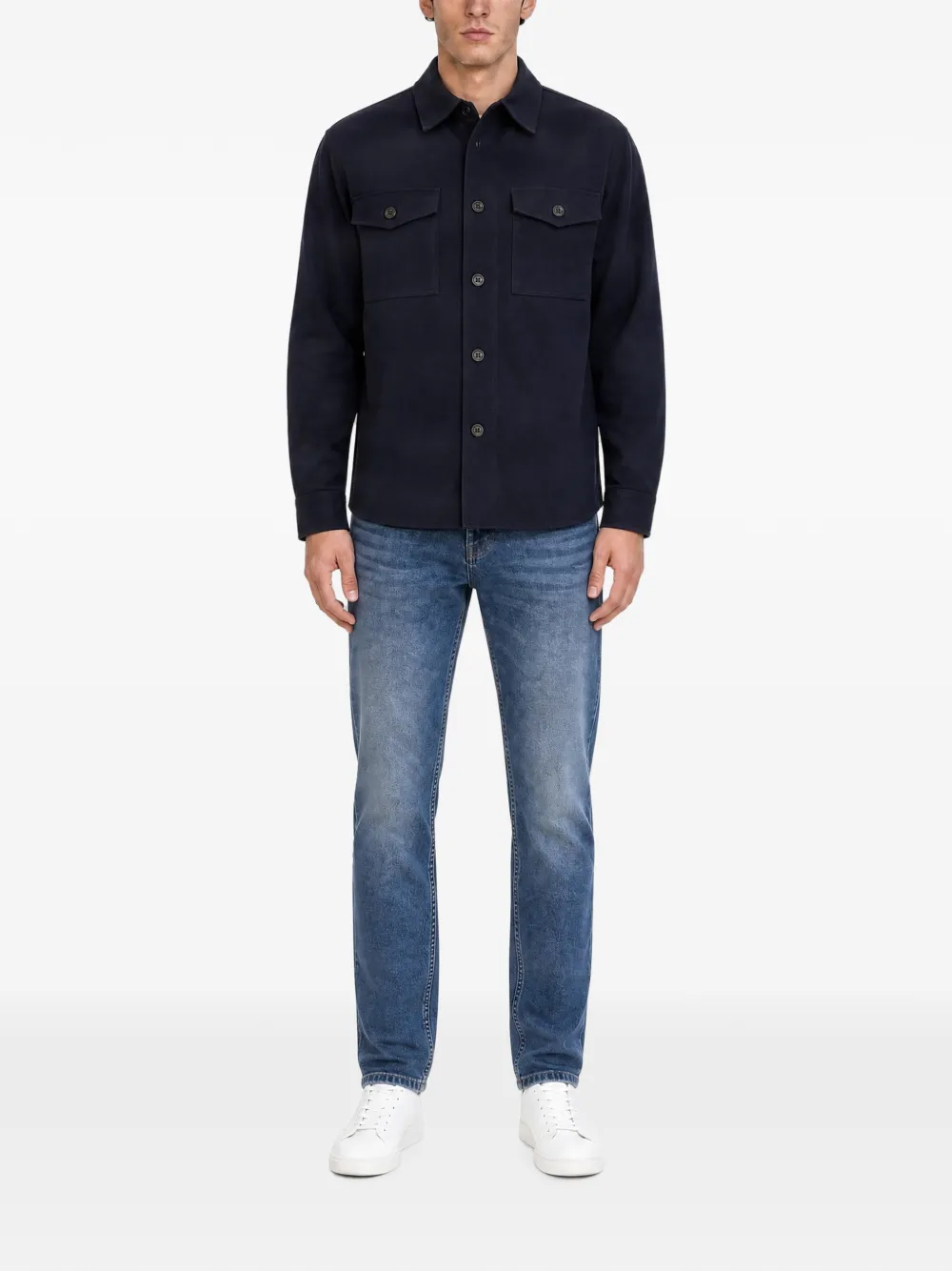 Paolo Pecora Button-up shirtjack met borstzak Blauw