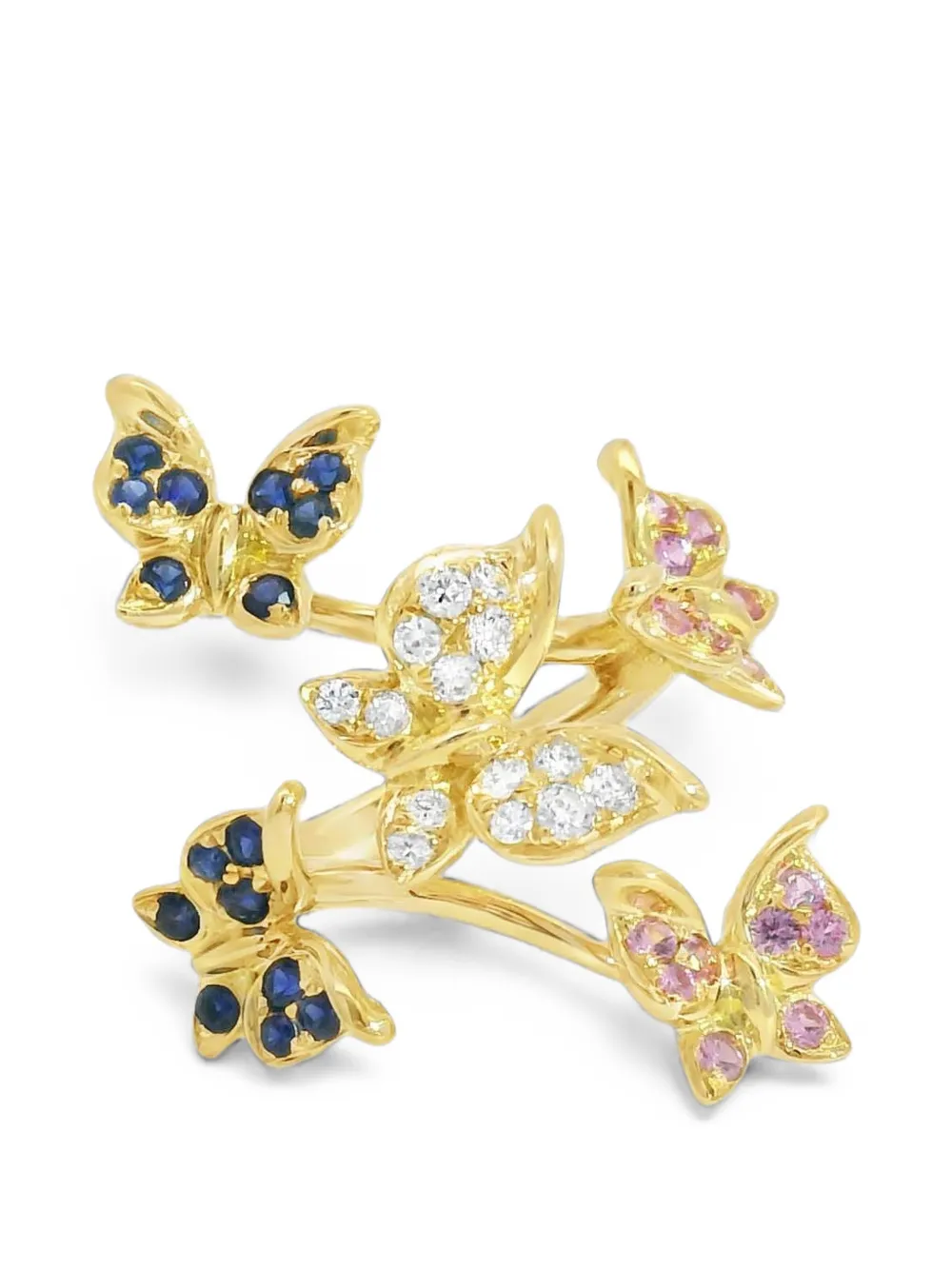 Lisa Nik sapphire and diamond butterfly-motif ring - Oro