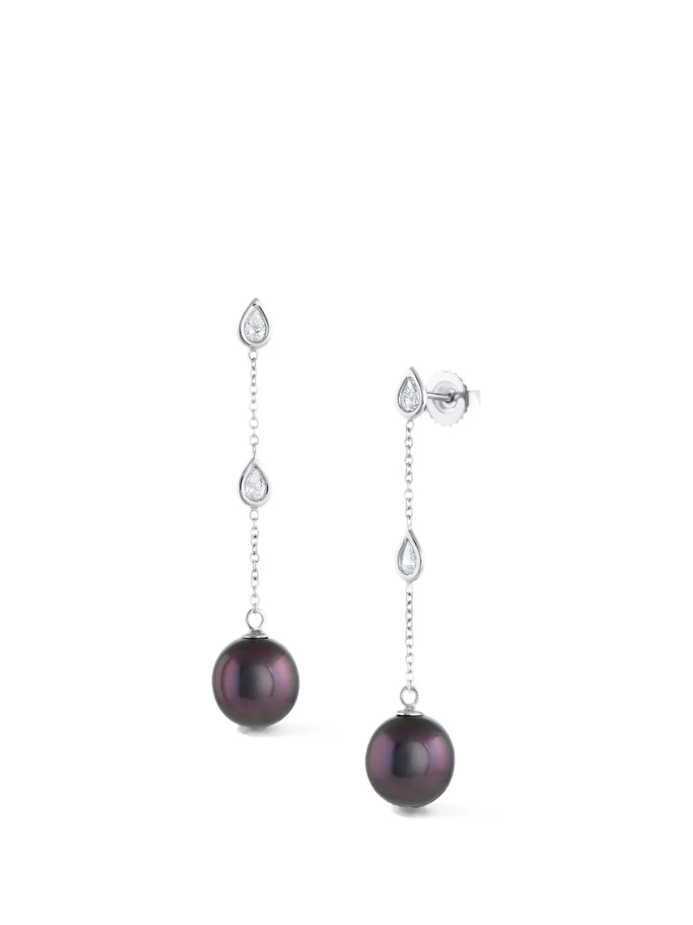Baggins diamond and Tahitian South Sea pearl drop earrings - Argento