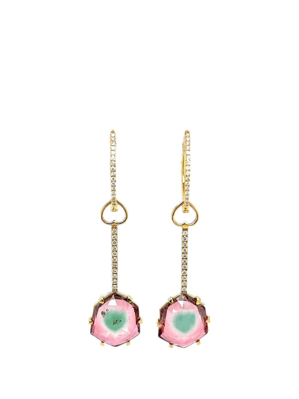 Lisa Nik watermelon tourmaline and diamond earrings - Oro