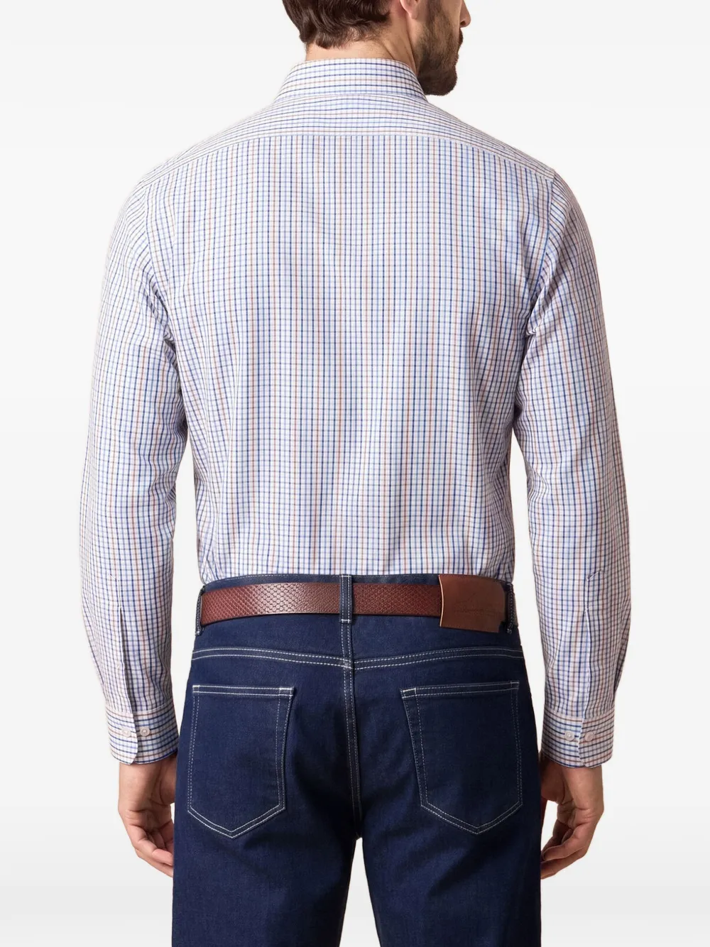 Brooks Brothers Geruit overhemd met Ainsley-kraag Wit