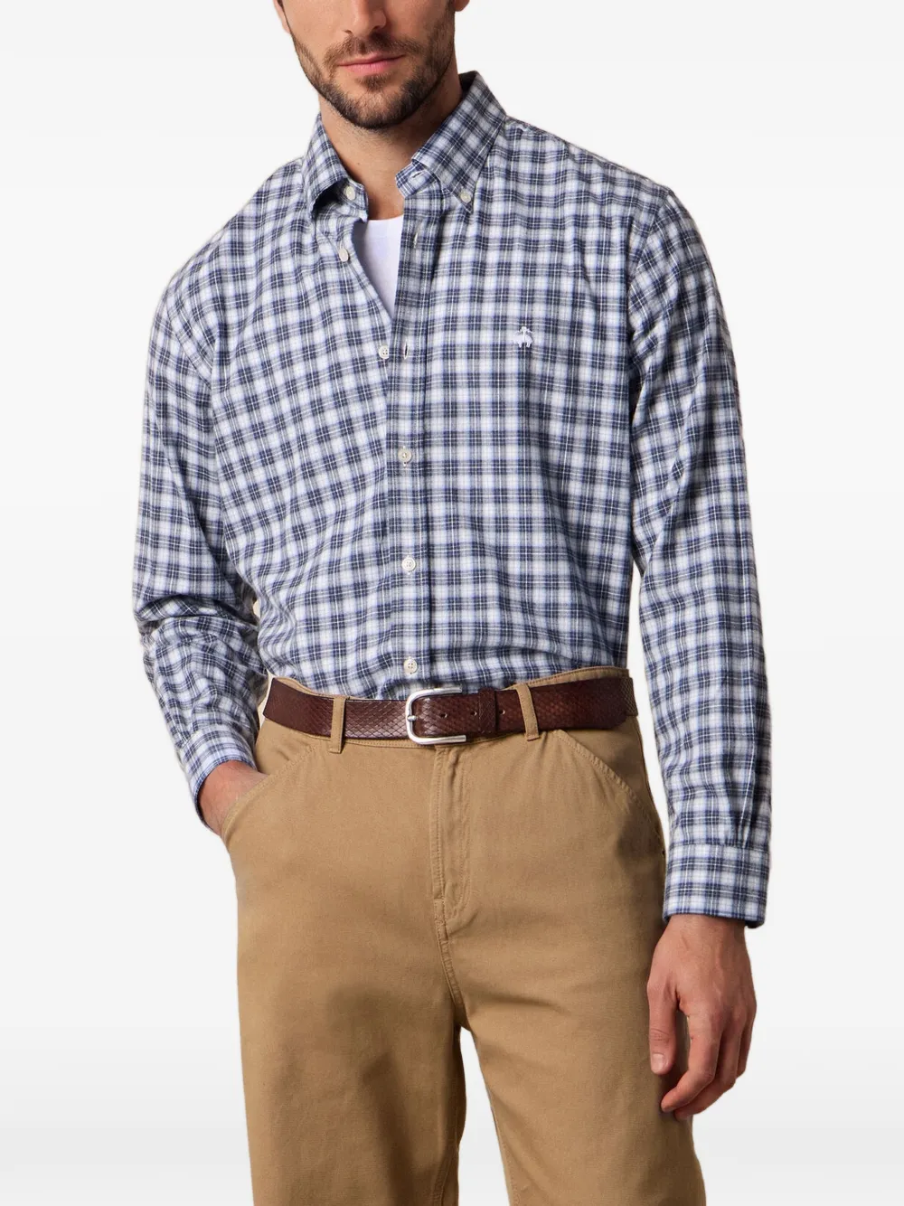 Brooks Brothers Geruit overhemd Blauw