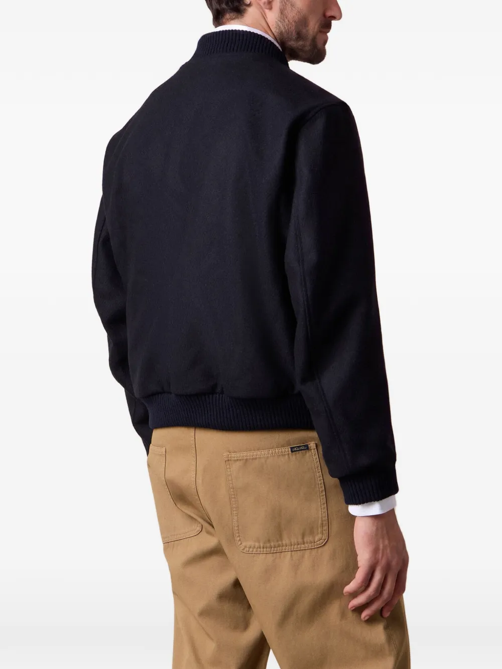 Brooks Brothers Bomberjack met geborduurd logo Blauw