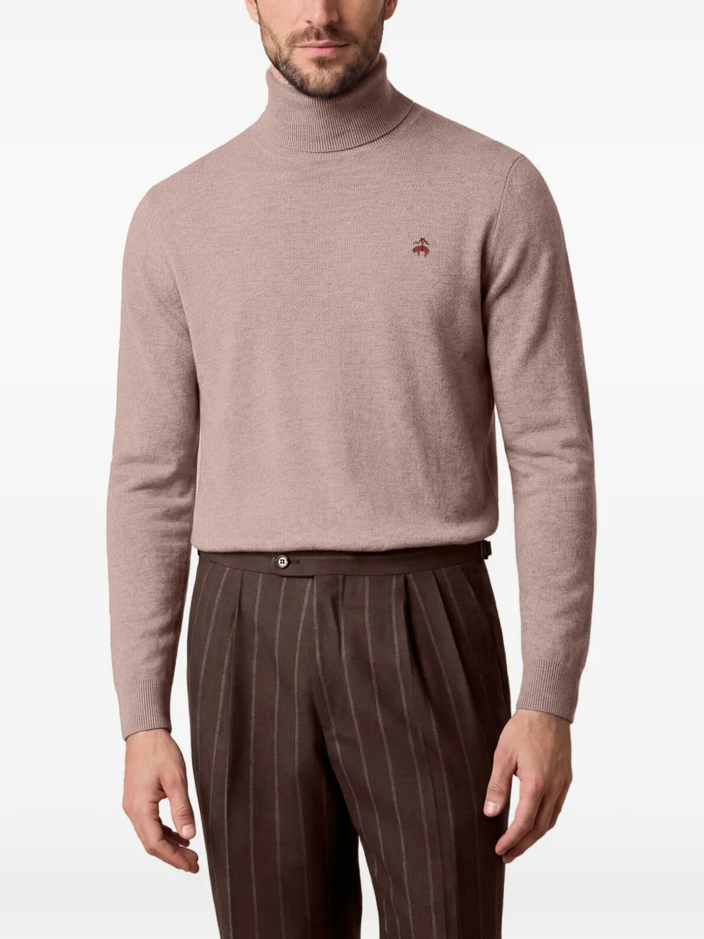Brooks Brothers Lamswollen trui met geborduurd logo Beige