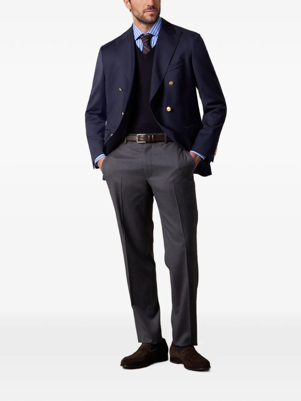 Brooks Brothers Hemd met V-hals Blauw