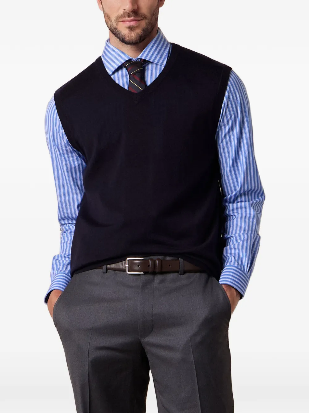 Brooks Brothers Hemd met V-hals Blauw