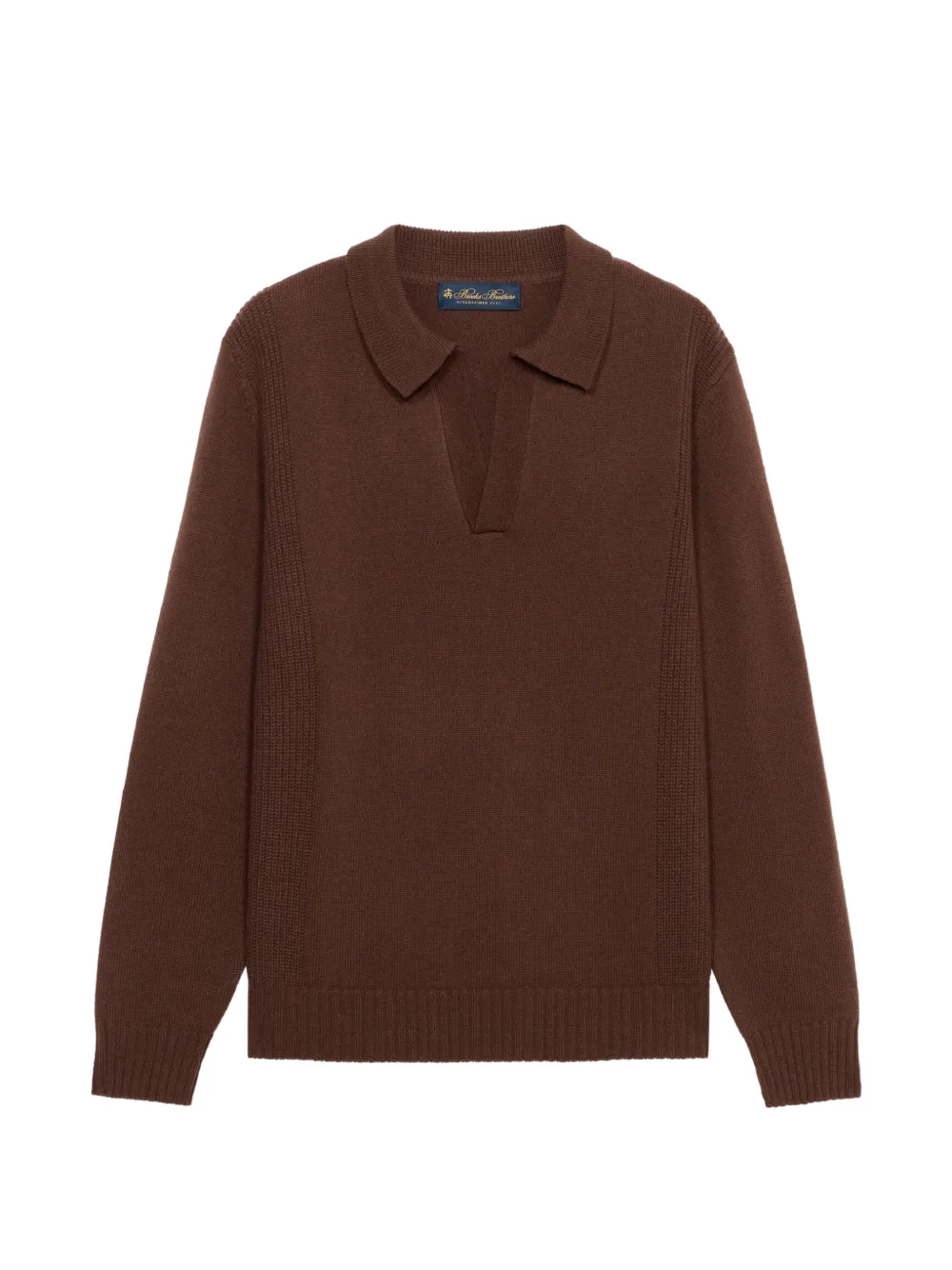 Brooks Brothers open-collar ribbed-trim sweater - Marrone
