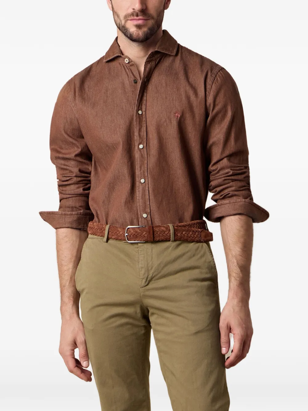 Brooks Brothers Denim overhemd Bruin
