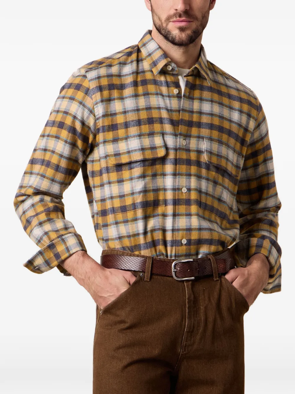 Brooks Brothers Geruit overhemd Geel
