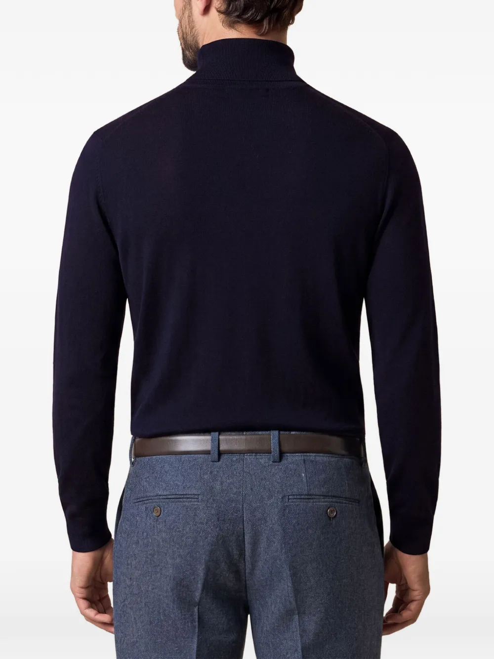 Brooks Brothers ribbed-trim turtleneck sweater Blauw