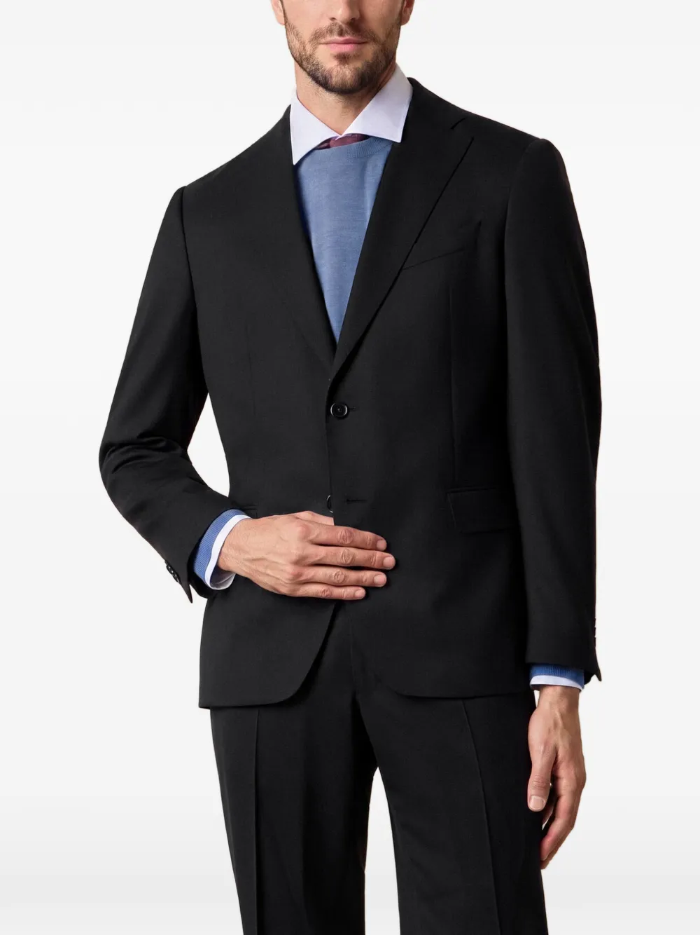 Brooks Brothers Twill blazer met enkele rij knopen Zwart