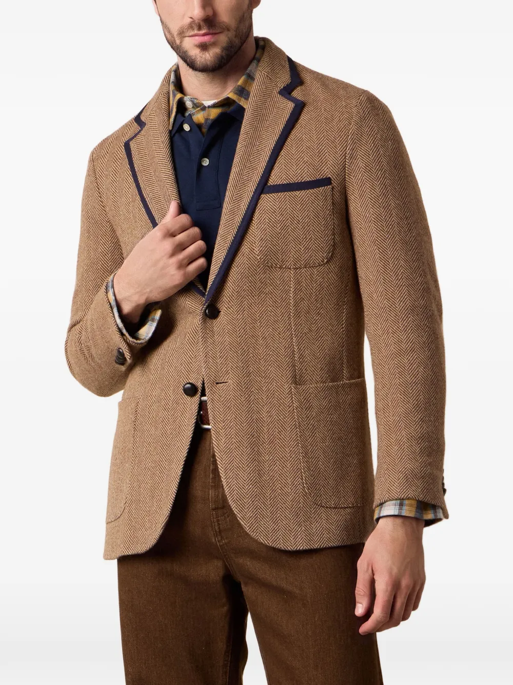 Brooks Brothers Blazer met visgraatpatroon Bruin