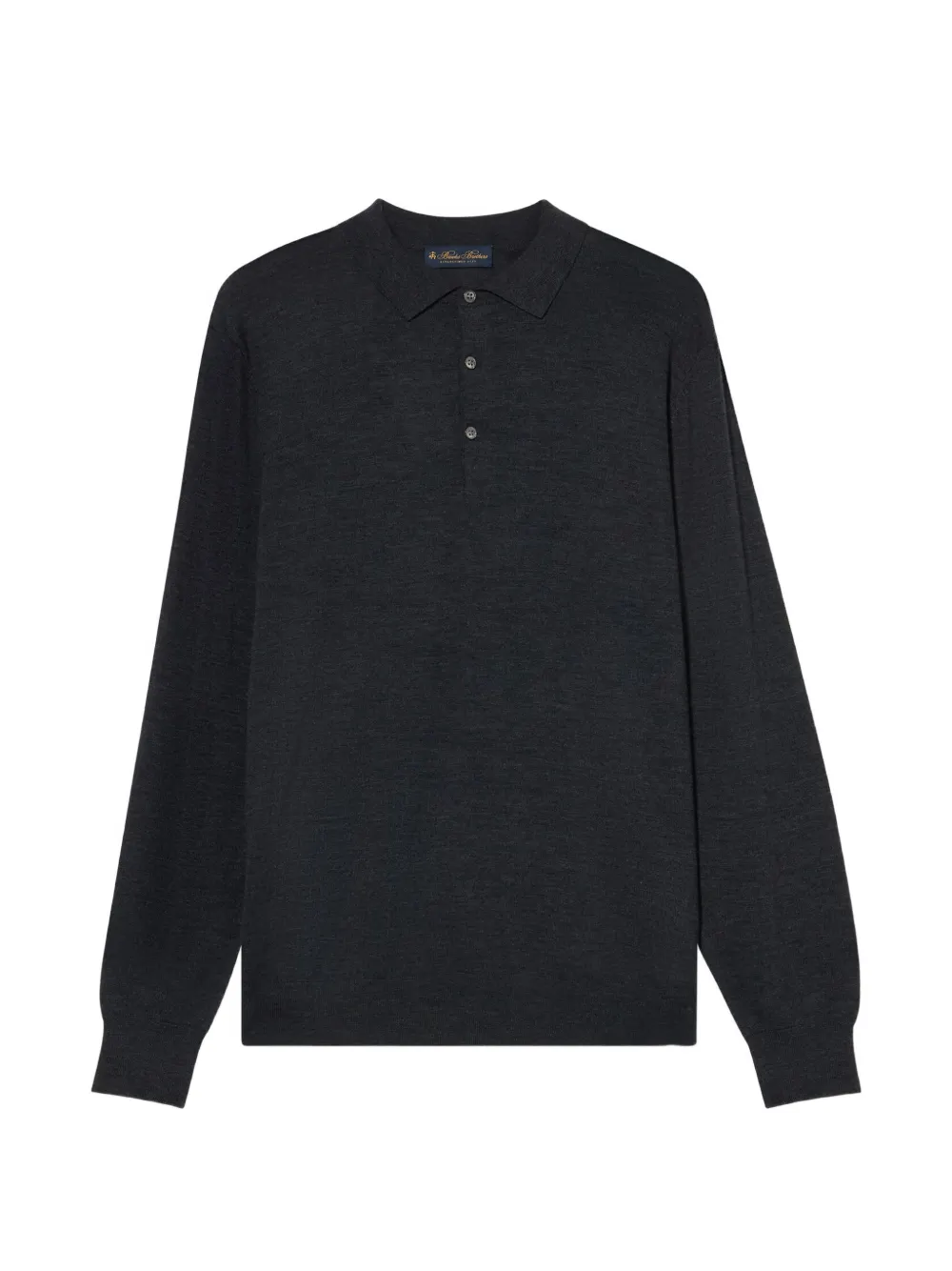 Brooks Brothers merino wool knit polo sweater Grijs