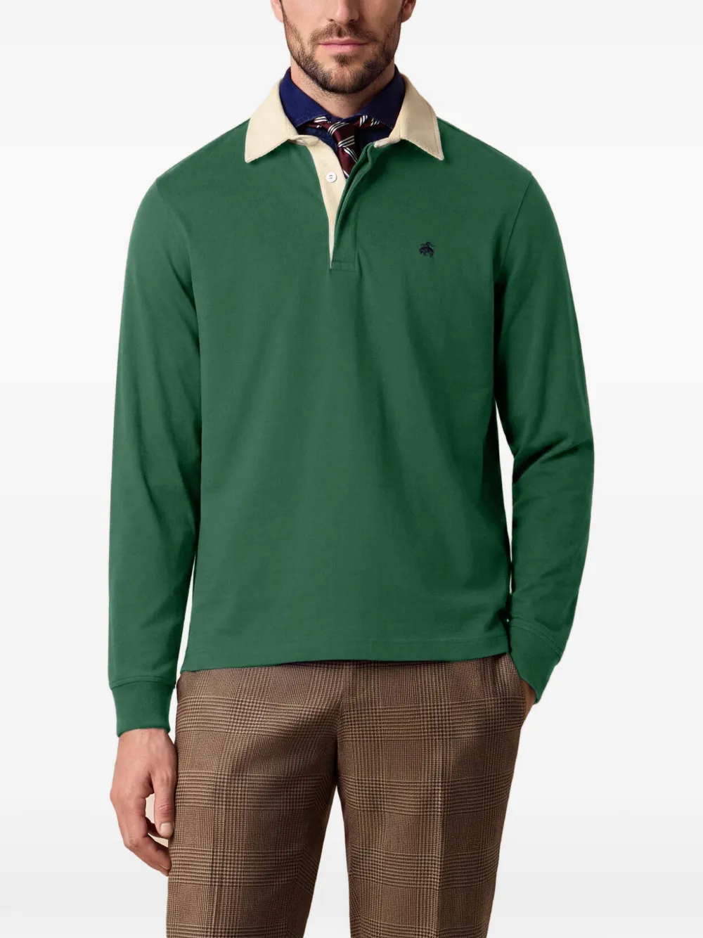 Brooks Brothers corduroy-collar Rugby polo shirt Groen