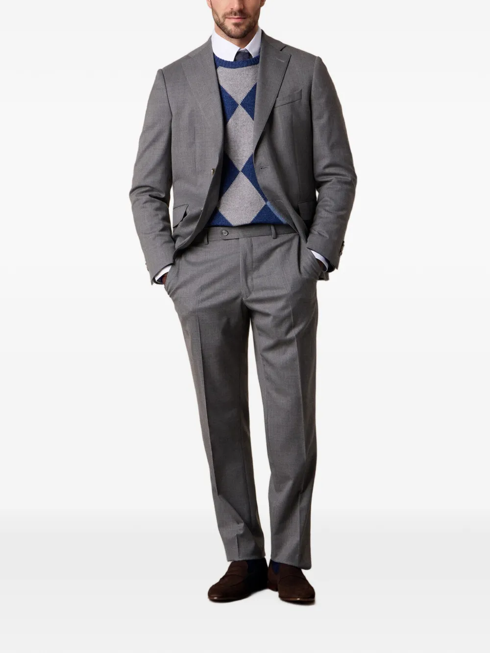 Brooks Brothers Travel twill broek met vlakke voorkant Grijs