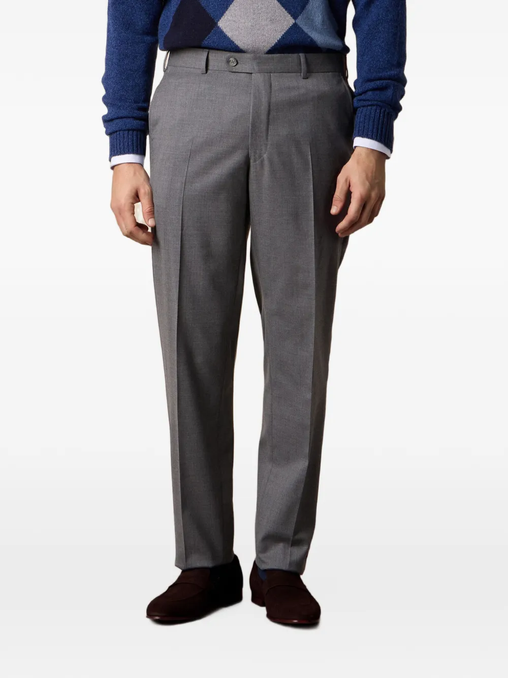 Brooks Brothers Travel twill broek met vlakke voorkant Grijs