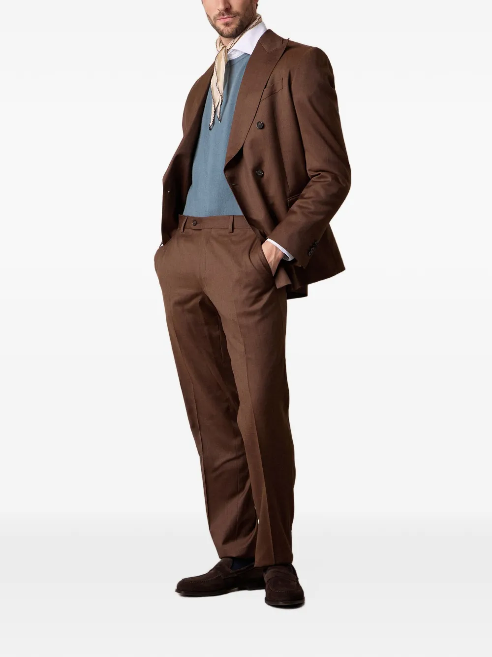 Brooks Brothers Blazer met dubbele rij knopen Bruin