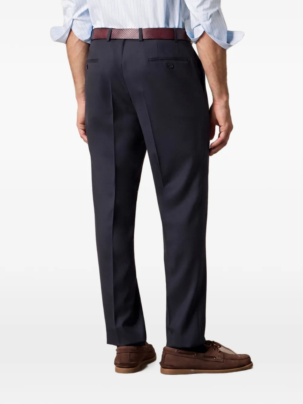 Brooks Brothers Travel broek met platte voorkant Blauw
