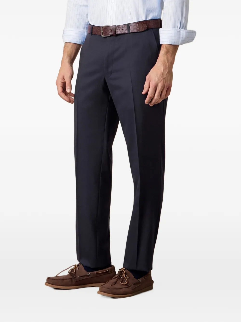 Brooks Brothers Travel broek met platte voorkant Blauw