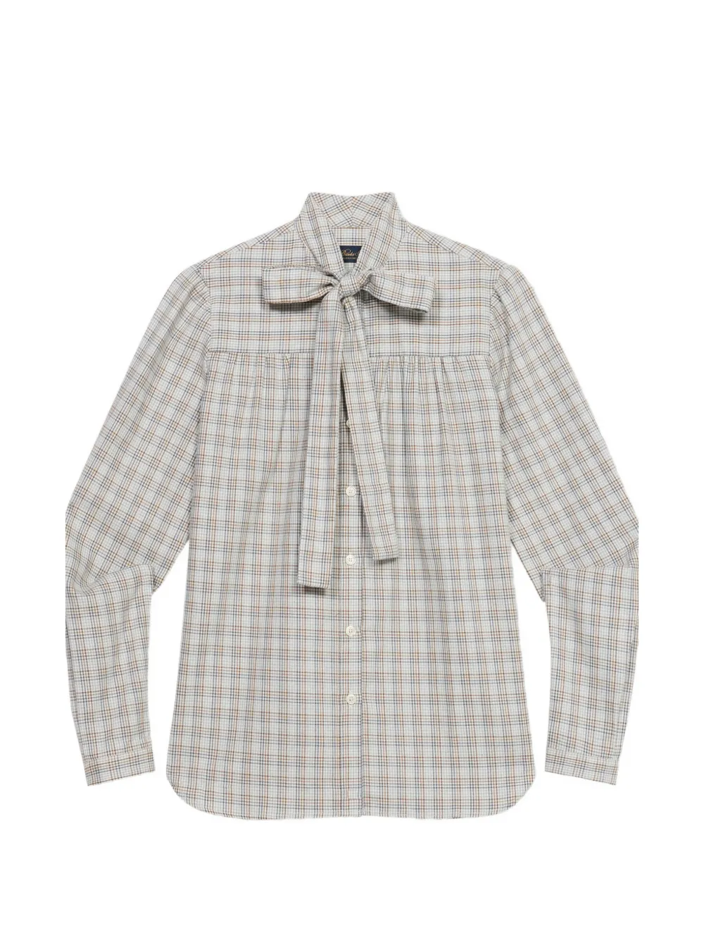 Brooks Brothers check-pattern scarf-neck shirt - Grigio
