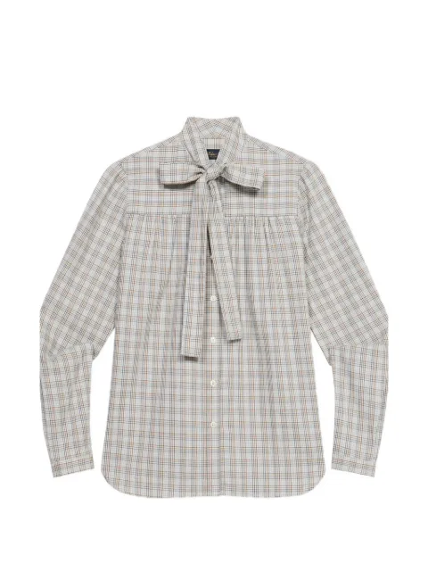 Brooks Brothers check-pattern scarf-neck shirt