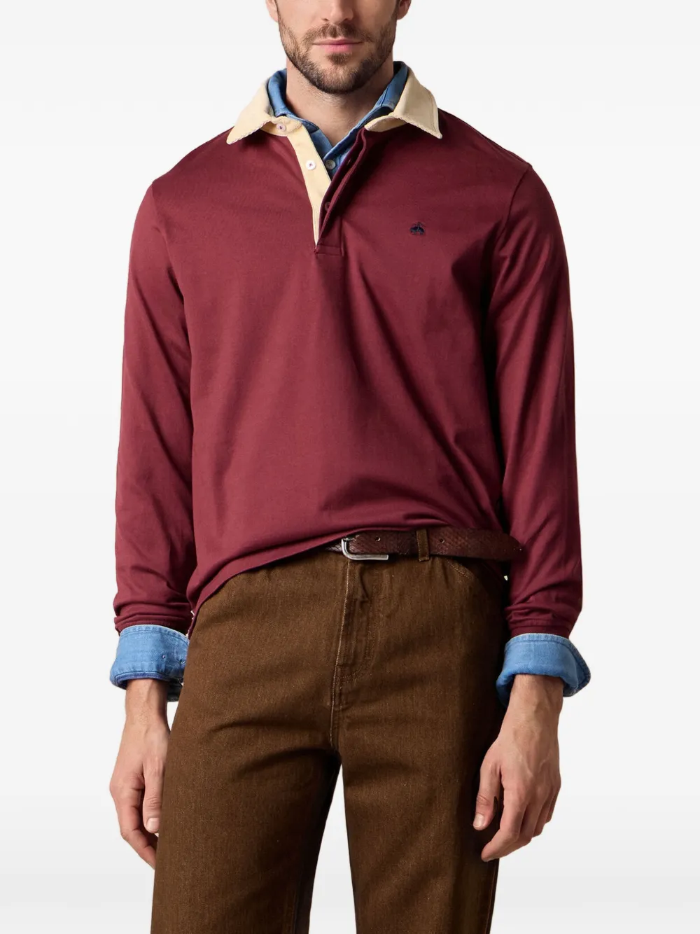 Brooks Brothers Poloshirt met ribfluwelen kraag en geborduurd logo Rood