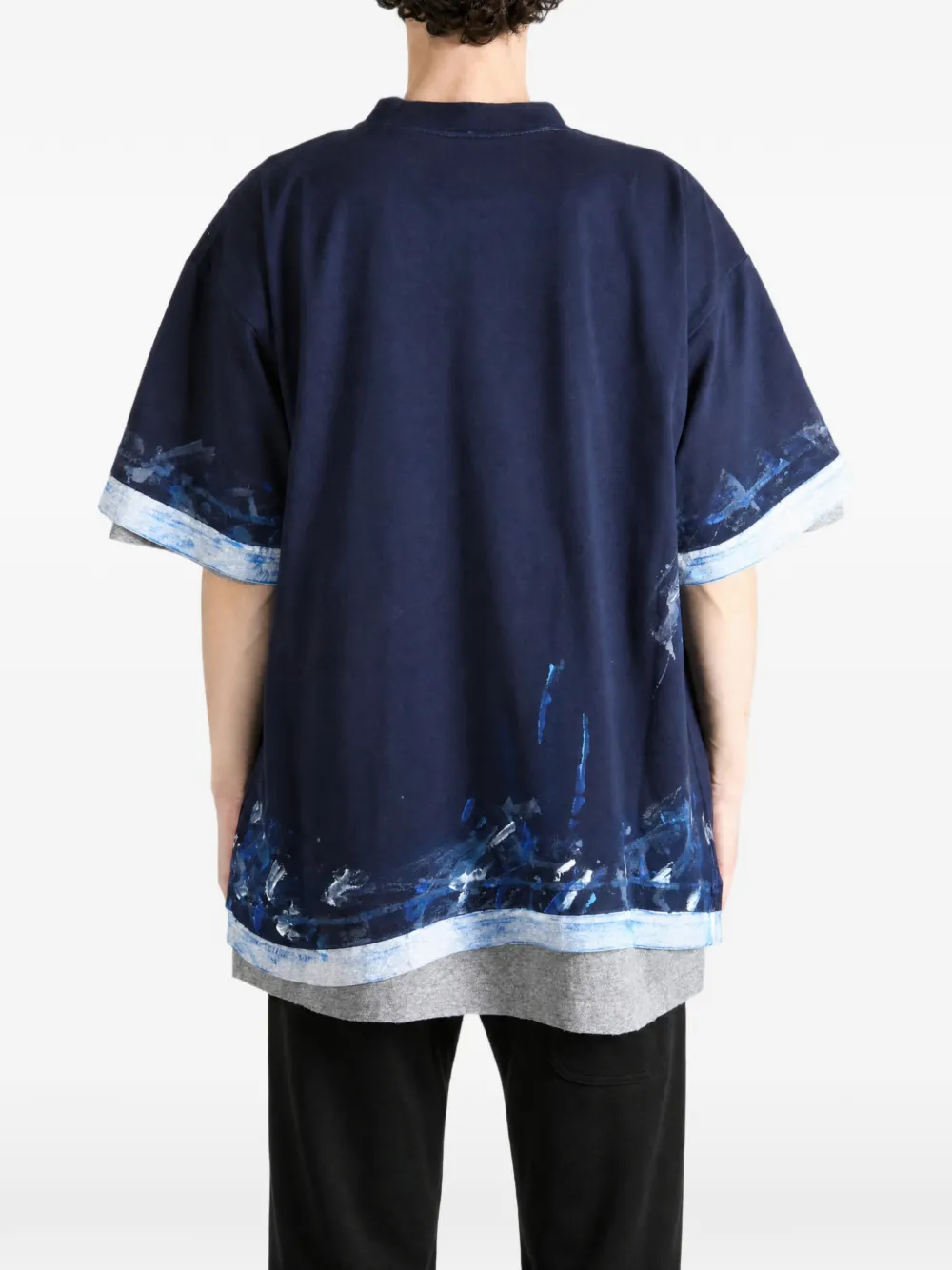 Balenciaga Gelaagd T-shirt met verfspatten Blauw