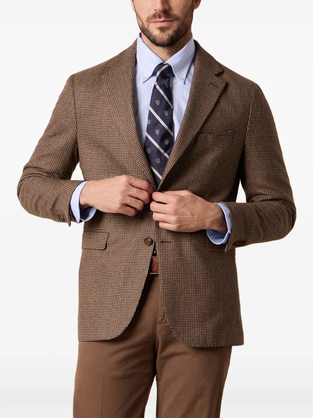 Brooks Brothers Blazer met enkele rij knopen Bruin
