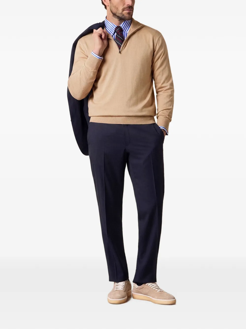 Brooks Brothers half-zip mock-neck sweater Beige