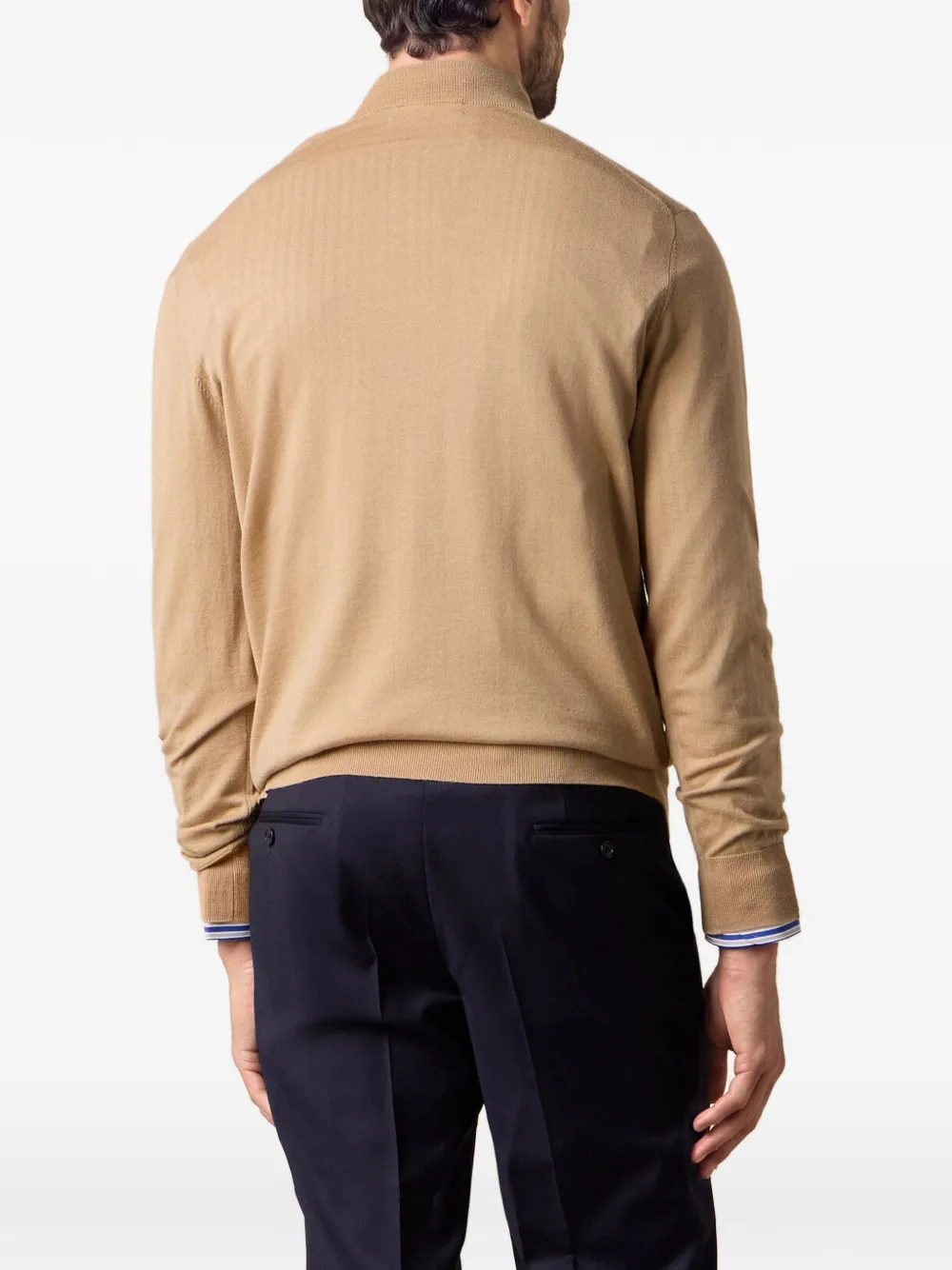 Brooks Brothers half-zip mock-neck sweater Beige