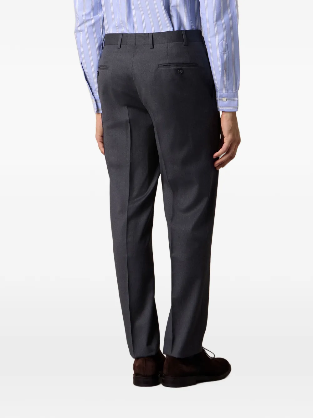 Brooks Brothers Twill broek met platte voorkant Grijs