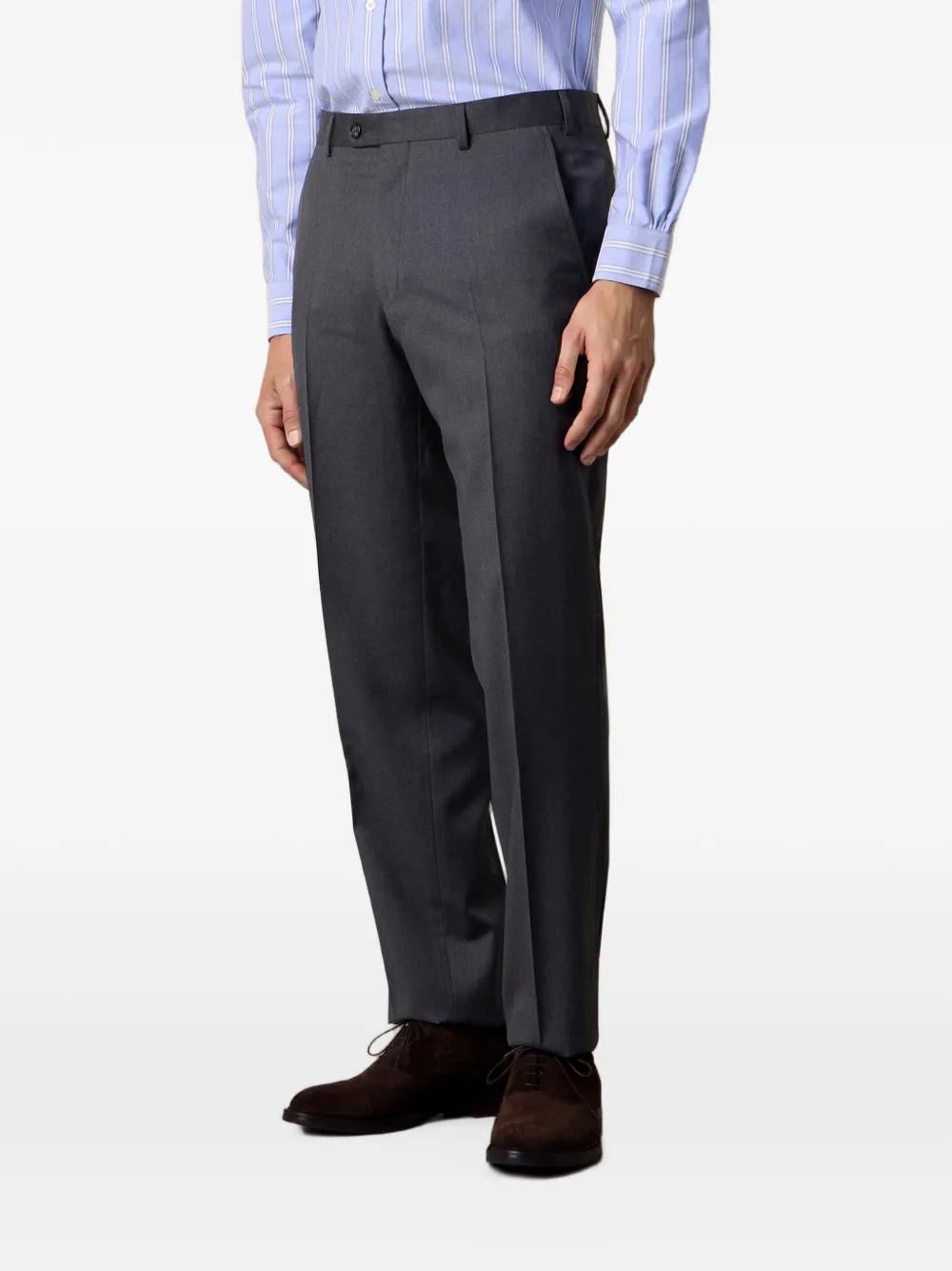 Brooks Brothers Twill broek met platte voorkant Grijs