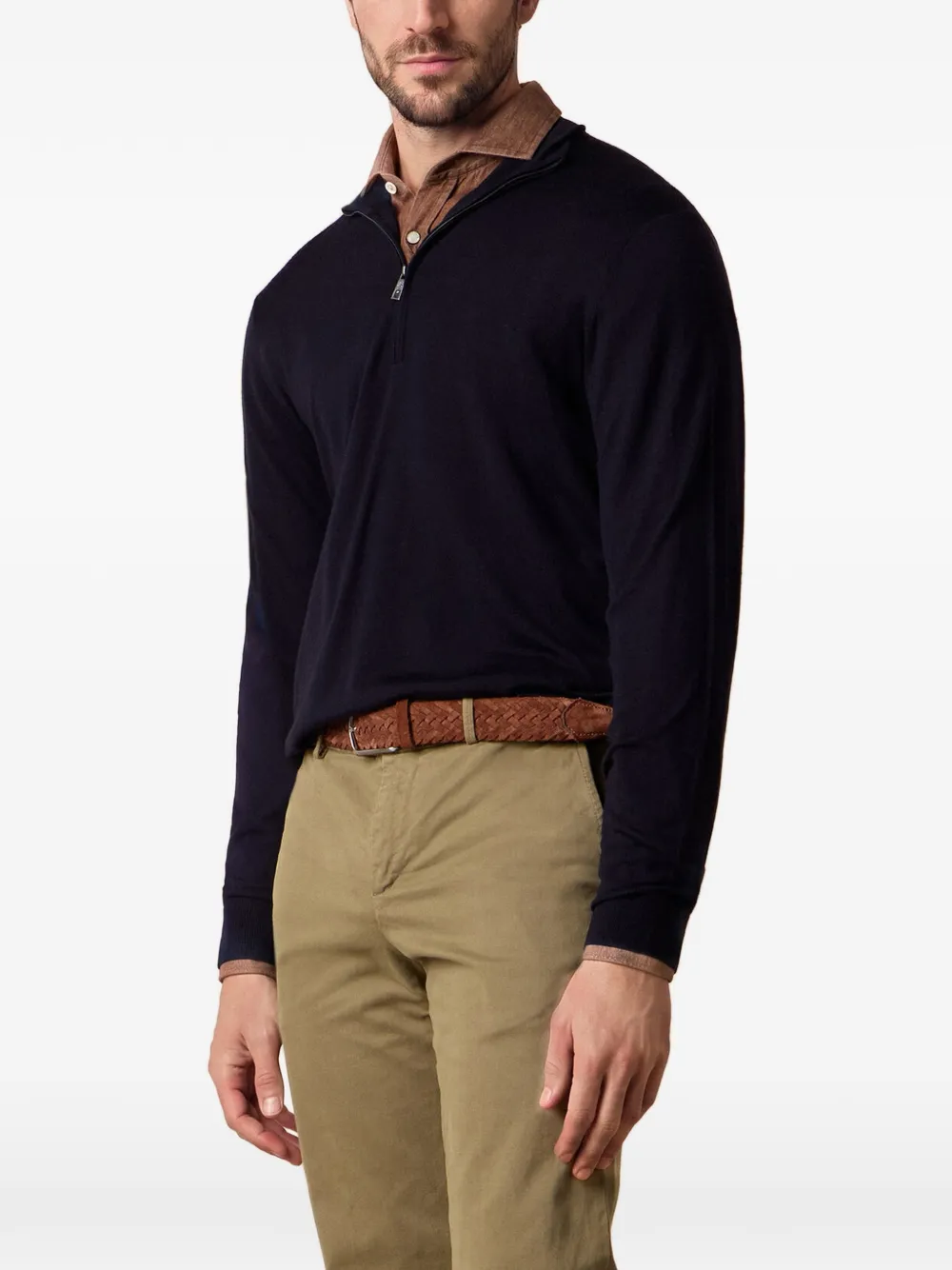 Brooks Brothers Trui met halve rits Blauw