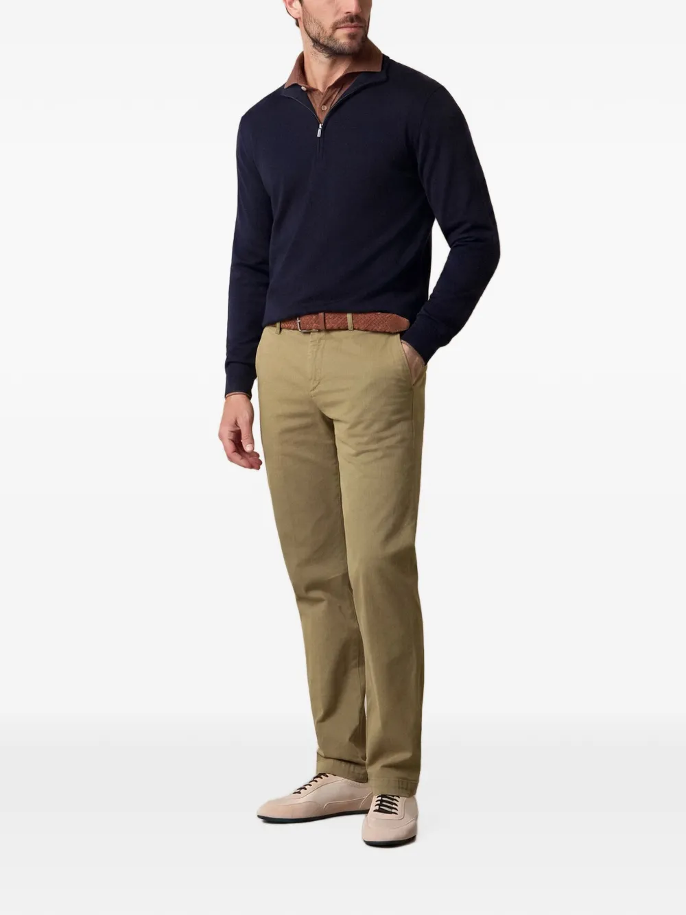 Brooks Brothers Trui met halve rits Blauw