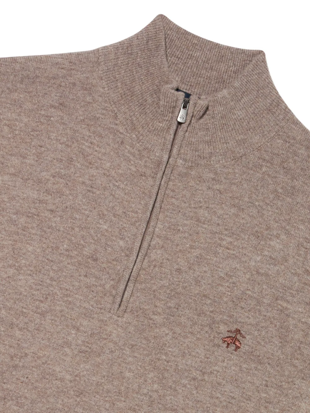 Brooks Brothers Sweater met geborduurd logo en halve rits Beige