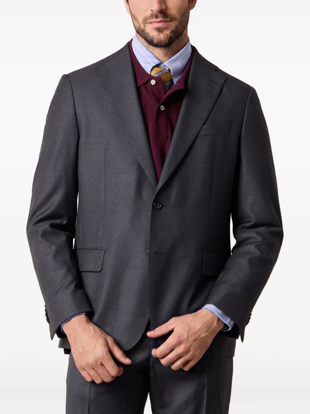 Brooks Brothers single-breasted wool blazer Grijs