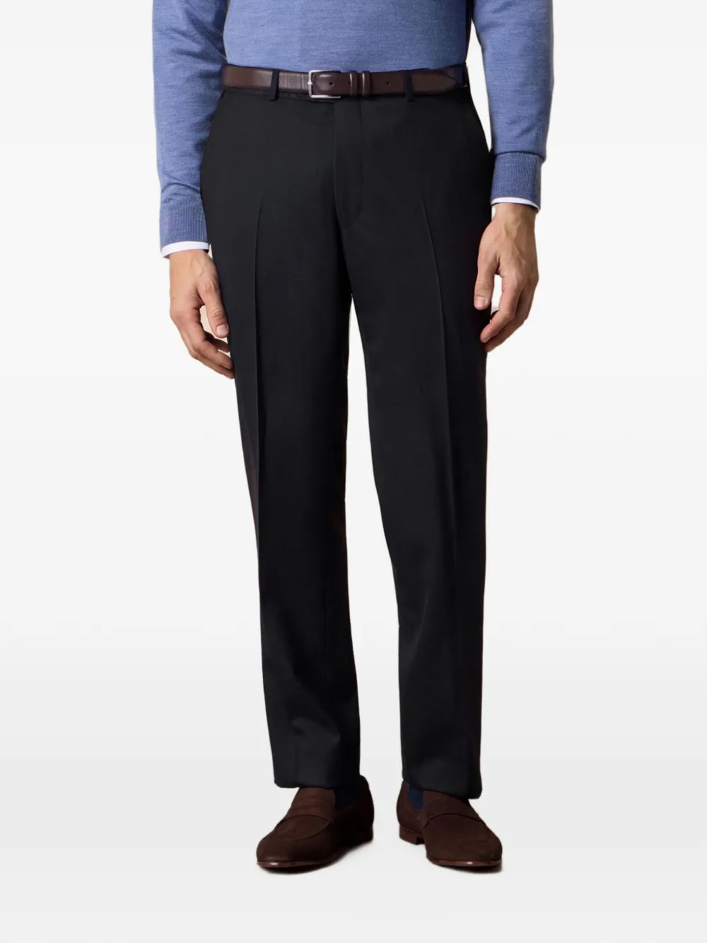 Brooks Brothers Broek met platte voorkant Zwart