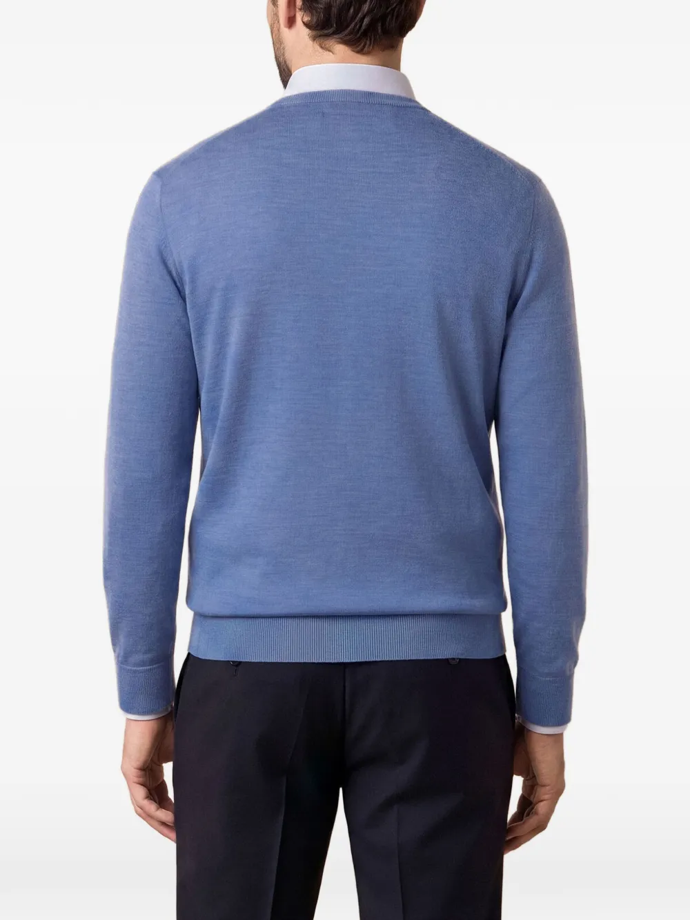 Brooks Brothers Trui met geribbelde afwerking en ronde hals Blauw