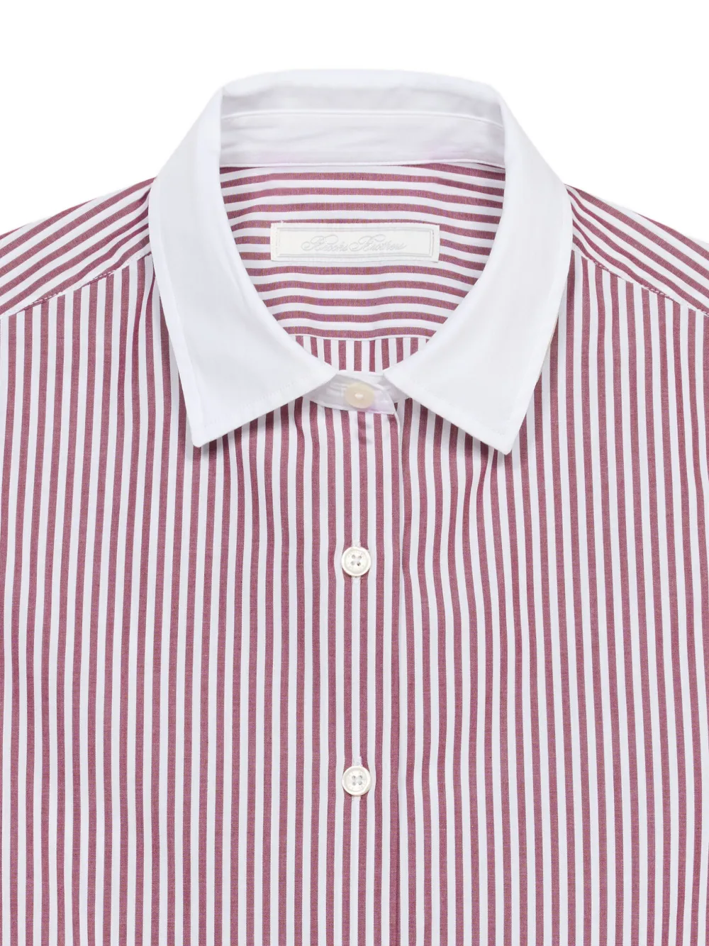 Brooks Brothers Gestreepte blouse met contrasterende kraag Rood
